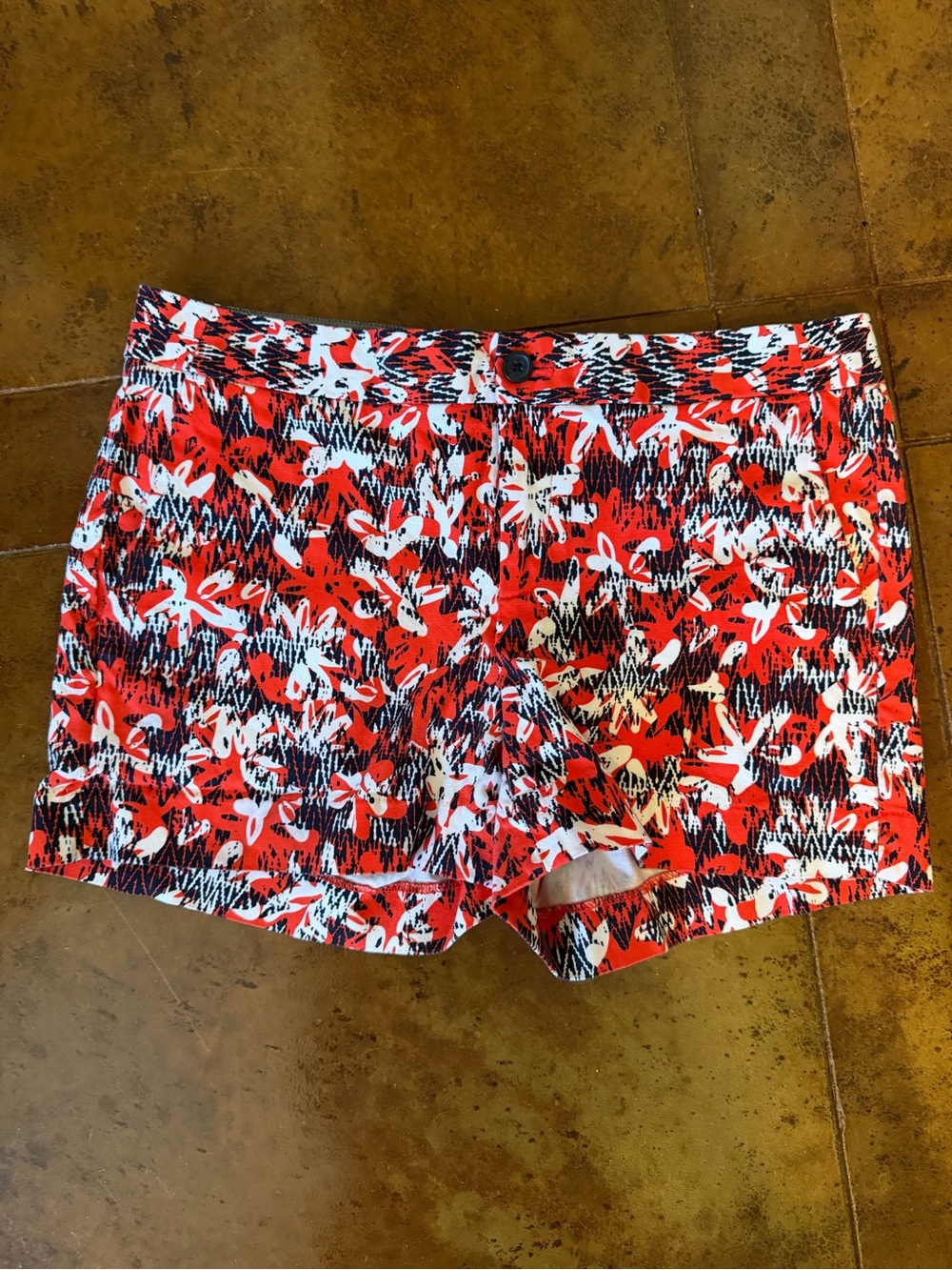Banana Republic Red Floral Print Bermuda Shorts